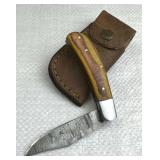 Damascus Steel Fixed Blade Knife w/ Sheath