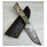 Damascus Steel Fixed Blade Knife w/ Sheath