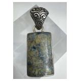 925 Silver Apatite Blue Sea Sediment Jasper Pendan