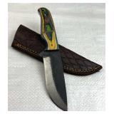 Damascus Steel Fixed Blade Knife w/ Sheath