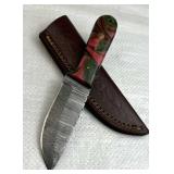 Damascus Steel Fixed Blade Knife w/ Sheath