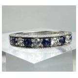 925 Silver Blue & White Sapphire Band Ring