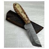 Damascus Steel Fixed Blade Knife w/ Sheath