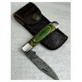 Damascus Steel Fixed Blade Knife w/ Sheath