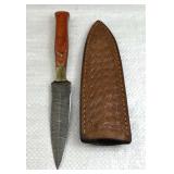 Damascus Steel Fixed Blade Knife w/ Sheath