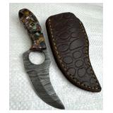 Damascus Steel Fixed Blade Knife w/ Sheath