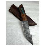 Damascus Steel Fixed Blade Knife w/ Sheath