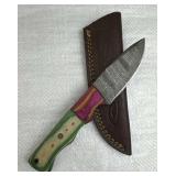 Damascus Steel Fixed Blade Knife w/ Sheath