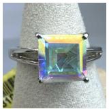 925 Silver Solitaire Mystic Topaz Ring