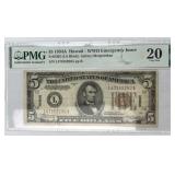 1934A Hawaii $5 US WWII Issue PMG VF 20