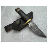 Damascus Steel Fixed Blade Knife w/ Sheath