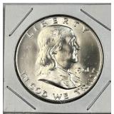 1961-D Franklin Silver Half Dollar, BU 90% Coin
