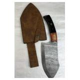 Damascus Steel Fixed Blade Knife w/ Sheath