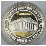 1.5oz Silver 24K GP Trump Taj Mahal $40 Token