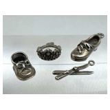 925 Silver 4 Vintage Charm Set