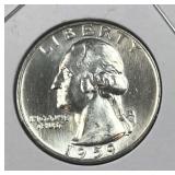 1959 Silver Washington Quarter, Gem BU 90%