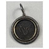 1746 Dutch Duit Coin in Sterling Silver Bezel