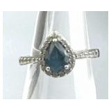 925 Silver Natural Blue Spinel & White Topaz Ring