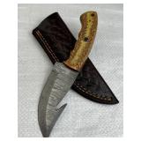 Damascus Steel Fixed Blade Knife w/ Sheath