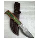 Damascus Steel Fixed Blade Knife w/ Sheath