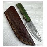 Damascus Steel Fixed Blade Knife w/ Sheath