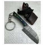 Damascus Steel Fixed Blade Knife w/ Sheath