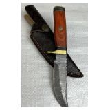 Damascus Steel Fixed Blade Knife w/ Sheath
