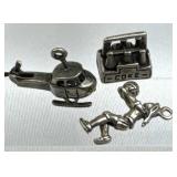 925 Silver 3 Vintage Charm Set