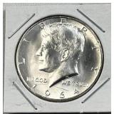1964 JFK 90% Silver Gem BU Half Dollar, 50c