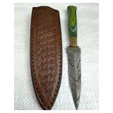 Damascus Steel Fixed Blade Knife w/ Sheath