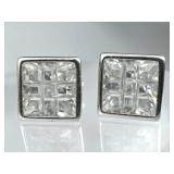 925 Silver 9 Zirconia Composite Square Post Earrin