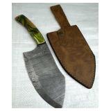 Damascus Steel Fixed Blade Knife w/ Sheath