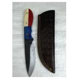 Damascus Steel Fixed Blade Knife w/ Sheath