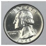 1959 Silver Washington Quarter, Gem BU 90%