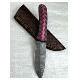 Damascus Steel Fixed Blade Knife w/ Sheath