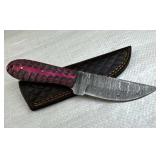 Damascus Steel Fixed Blade Knife w/ Sheath
