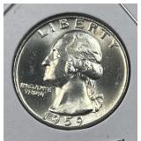 1959 Silver Washington Quarter, Gem BU 90%