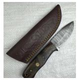 Damascus Steel Fixed Blade Knife w/ Sheath