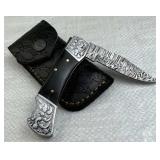 Damascus Steel Fixed Blade Knife w/ Sheath