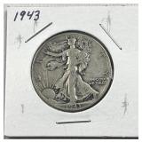 1943 Walking Liberty Silver Half Dollar, US 90%