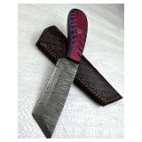 Damascus Steel Fixed Blade Knife w/ Sheath