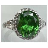 925 Silver Chrome Diopside & Zirconia Ring