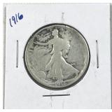 1916 Early Walking Liberty Silver Half Dollar