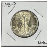 1943-D Walking Liberty Silver Half Dollar, Quality