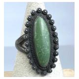 925 Silver Bell Trading Post Green Turquoise Ring