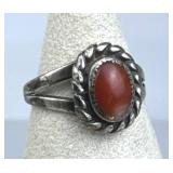925 Silver Southwestern Vintage Coral Ring