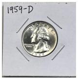 1959-D Silver Washington Quarter Gem Unc. 90%