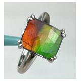 925 Silver Vintage Dichroic Glass, White Sapphire