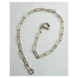 14K Yellow Gold Fine Wavy Paperclip Chain Bracelet