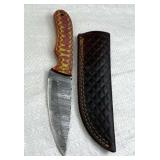 Damascus Steel Fixed Blade Knife w/ Sheath